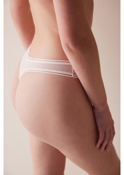 Floral Ekru Tanga Külot