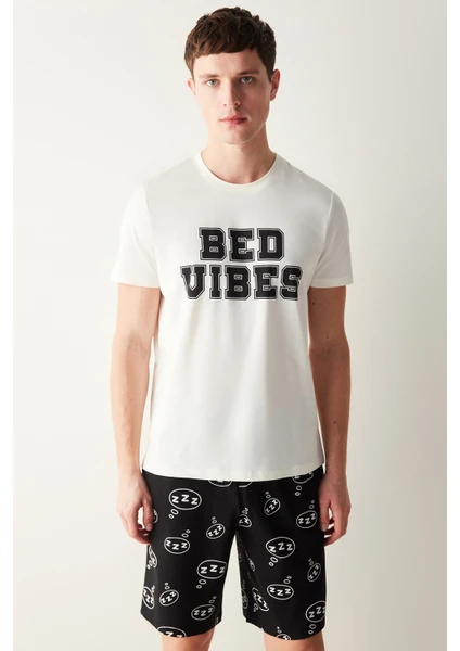 Erkek Bed Vibes Çok Renkli Şort Pijama Takımı