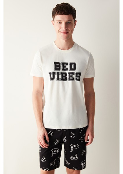 Erkek Bed Vibes Çok Renkli Şort Pijama Takımı