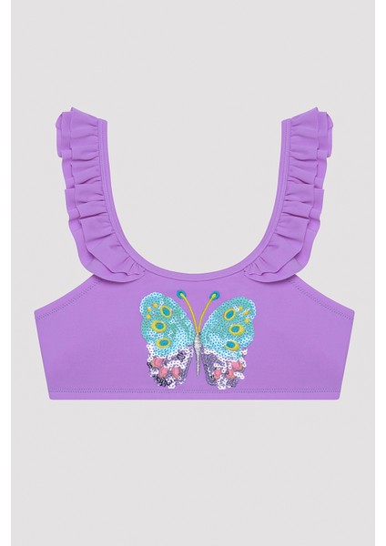 Kız Çocuk Butterfly Halter Lila Bikini Takımı