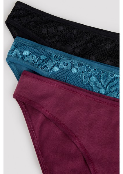 Dantel Detaylı Koyu Ton 3lü Slip Külot indirimleri