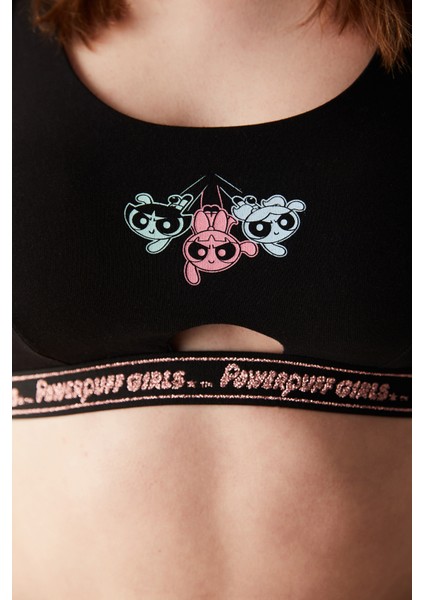 Removable Padded Siyah Üst - Powerpuff Girls Koleksiyonu