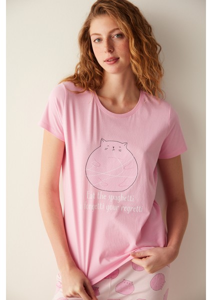 Happy Cat Pembe Pantolon Pijama Takımı fırsatları