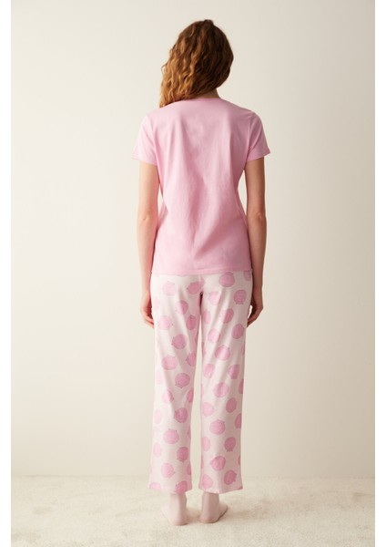Happy Cat Pembe Pantolon Pijama Takımı