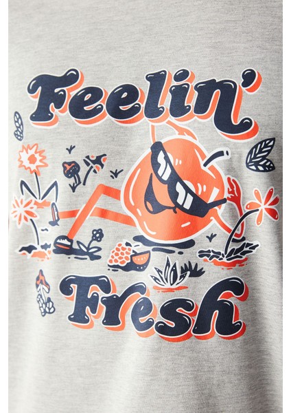 Fresh Şortlu Gri Melanj Pijama Takımı