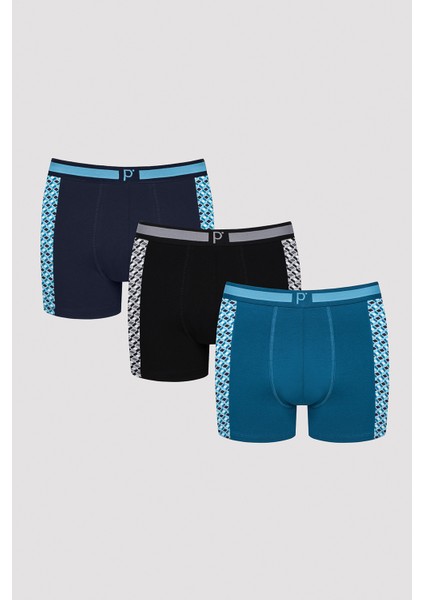 Erkek Side Tape Çok Renkli 3lü Boxer
