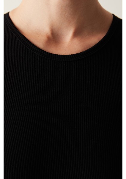 Siyah Halter Yaka Seamless Crop Top indirimleri
