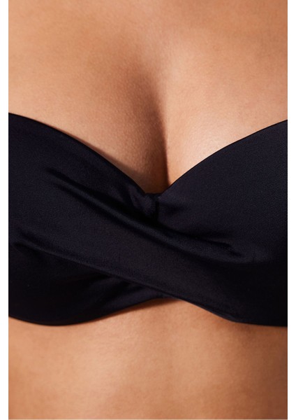 Strapless Cup Siyah Bikini Üstü