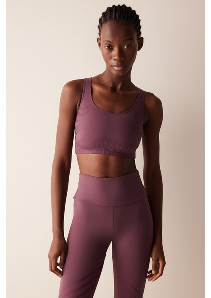 Bordo Yüksek Destek Fitsense Lycra Spor Sütyeni
