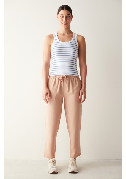 Mavi Çizgili Slim Fit Fitilli Atlet fırsatları