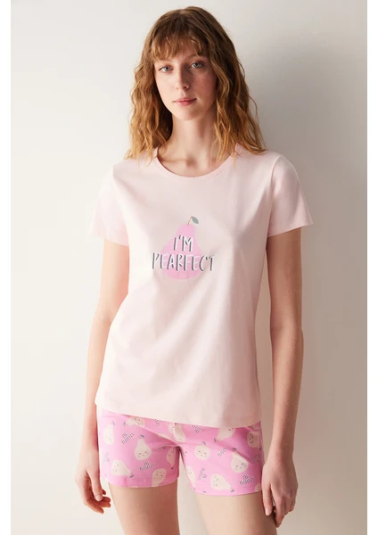 Pearfect Şortlu Pembe Pijama Takımı