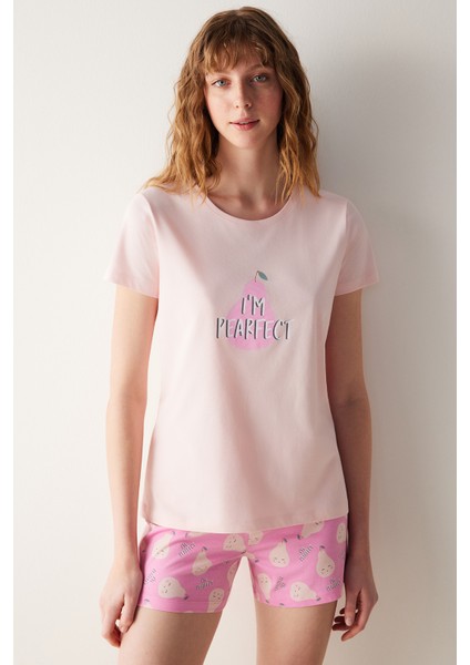 Pearfect Şortlu Pembe Pijama Takımı