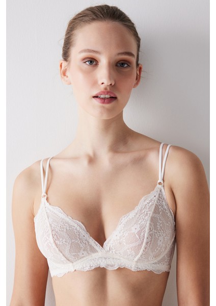 Glam Lace Dantel Ekru Sütyen