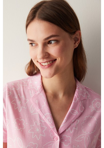 Base Flowers Pembe Gömlek Pantolon Pijama Takımı modelleri