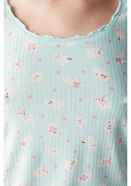 Cuteness Mint Yeşili Atlet Pijama Üstü