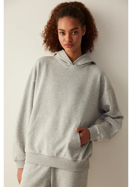 Grimelanj Kapüşonlu Cep Detaylı Oversize Sweatshirt