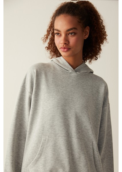 Grimelanj Kapüşonlu Cep Detaylı Oversize Sweatshirt