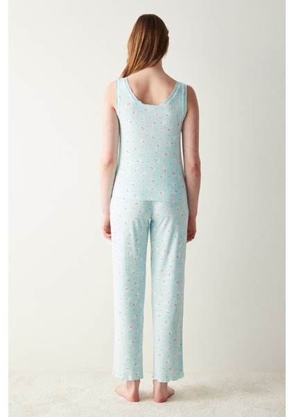 Cuteness Mint Yeşili Atlet Pijama Üstü