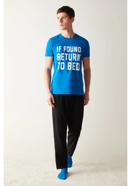 Erkek Return To Bed Yazılı Çok Renkli Pijama Takımı