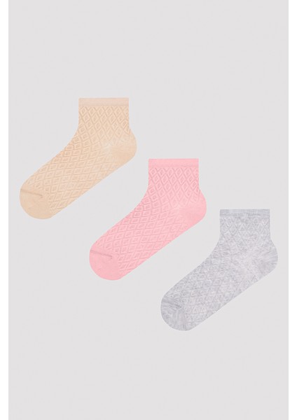Jacquard Pinky 3lü Patik Çorap
