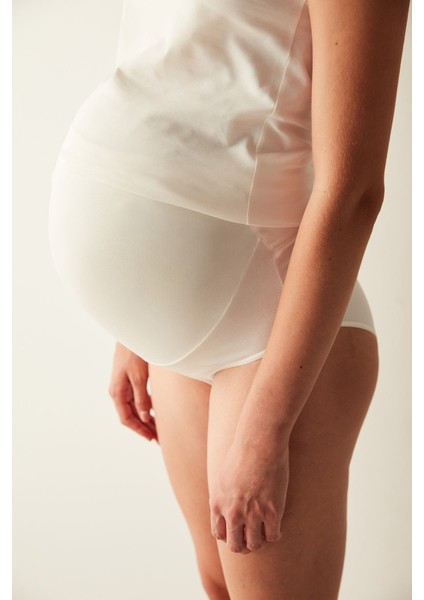Mama Cover Yüksek Bel Ekru Slip Külot