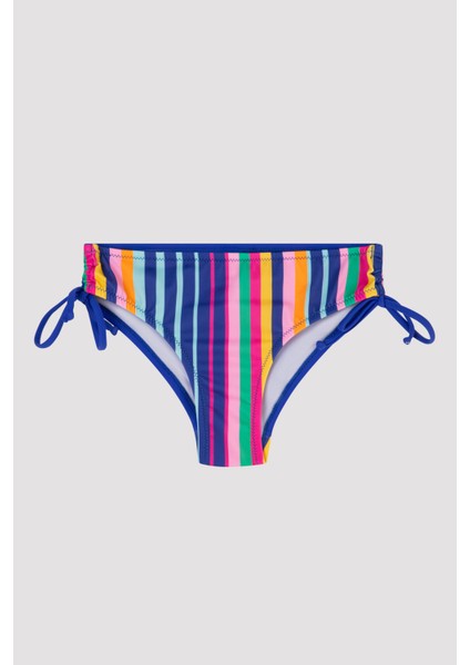 Genç Kız Çizgili Renkli Üçgen Bikini Takımı