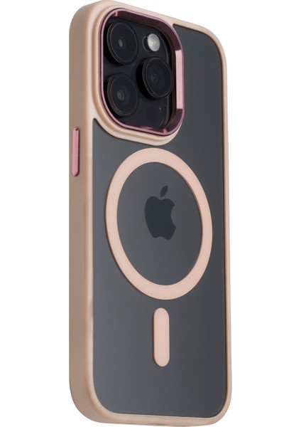 Apple iPhone 15 Pro Max Telefon Kılıfı Magsafe Bold Pudra