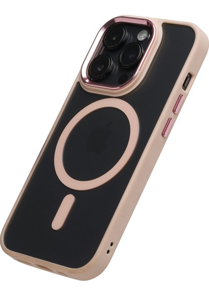 Apple iPhone 15 Pro Max Telefon Kılıfı Magsafe Bold Pudra