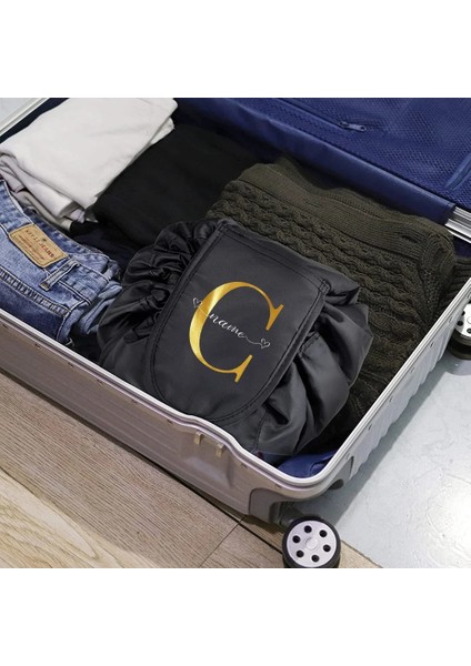 9NAME12Z Stili Herhangi Bir Adı Özelleştirin Ipli Kozmetik Çantası Seyahat Organizatör Makyaj Çantaları Tuvalet Saklama Çantası Kadın Makyaj Çantası Güzellik Çantası (Yurt Dışından) indirimleri