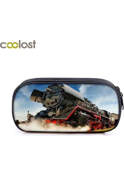 QBBHUOCHETOU16 Tarzı Vintage Buharlı Tren Lokomotif Kozmetik Kutuları Kalem Çantası Erkek Kız Okul Çantası Çocuklar Kalem Kutusu Çocuk Kırtasiye Çantası (Yurt Dışından)