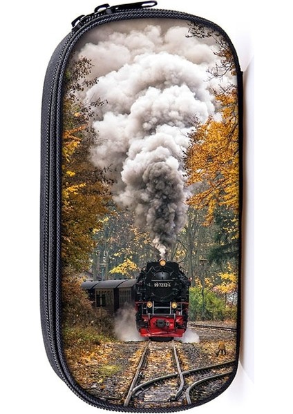 QBBHUOCHETOU16 Tarzı Vintage Buharlı Tren Lokomotif Kozmetik Kutuları Kalem Çantası Erkek Kız Okul Çantası Çocuklar Kalem Kutusu Çocuk Kırtasiye Çantası (Yurt Dışından)