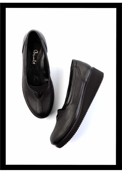 Siyah Deri Kadın Casual Ayakkabı K01586660603