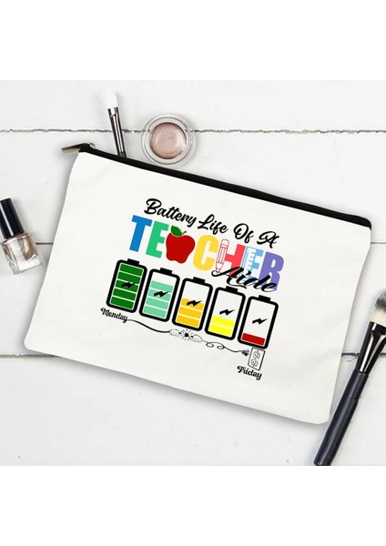 W16354-TBWH-D Stili Kadın Kanvas Kozmetik Kutuları Çanta Makyaj Çantası Kahve Bana Öğretmen Güç Ver Ruj Organizatör Okula Dönüş Öğretmenin En Iyi Hediyeleri (Yurt Dışından) modelleri