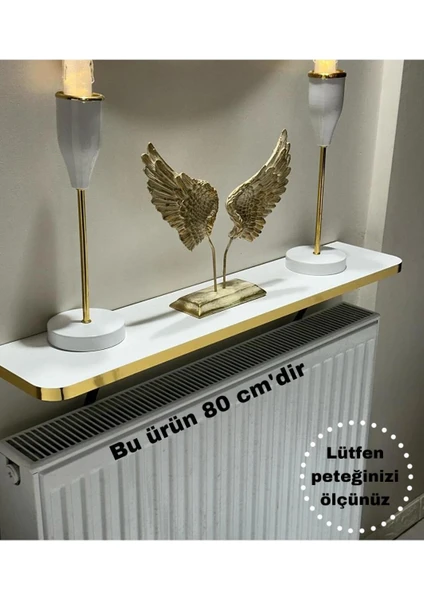 Talaş Tozum Beyaz Gold Pvc Petek Üstü Tak Çıkar, Uçan Raf & Dresuar Duvar Montajsız Oval Kesim 80 cm