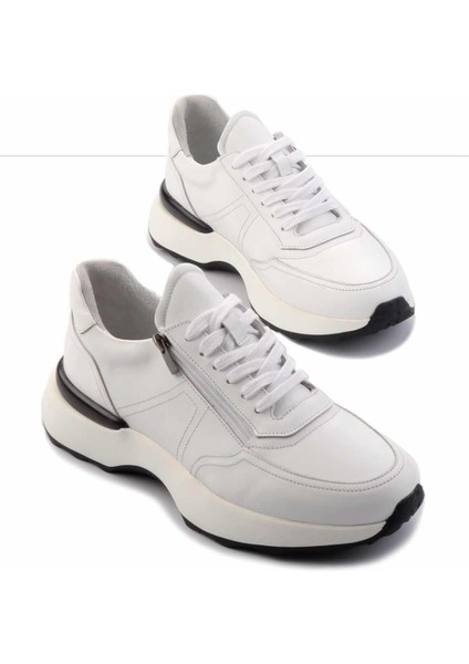 Beyaz Hakiki Deri Erkek Sneaker E01350709503