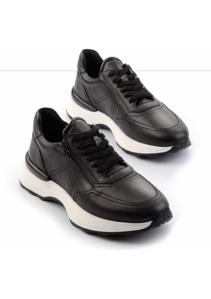 Siyah Hakiki Deri Erkek Sneaker E01350709503