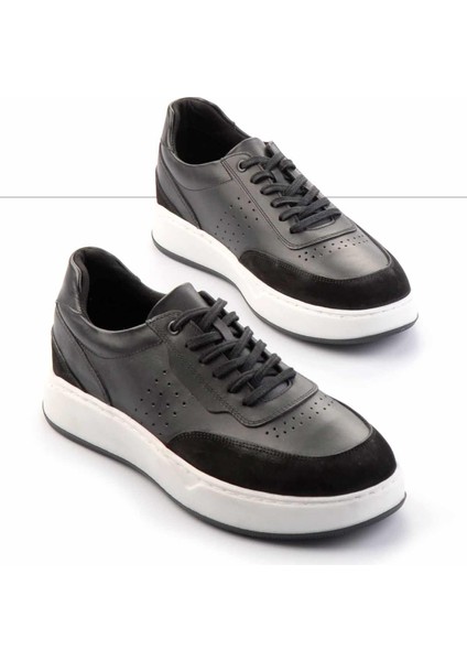 Siyah Siyah Nubuk Hakiki Deri Erkek Casual Ayakkabı E01380103843