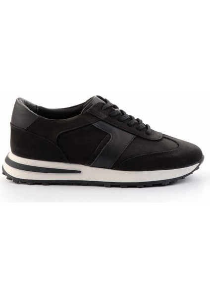 Siyah Siyah Nubuk Hakiki Deri Erkek Sneaker E01556290801