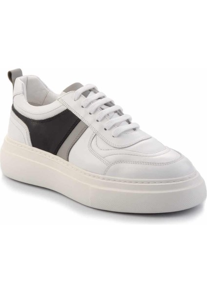 Beyaz Gri Napa Hakiki Deri Erkek Sneaker E01901251843 modelleri