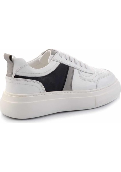 Beyaz Gri Napa Hakiki Deri Erkek Sneaker E01901251843 fırsatları