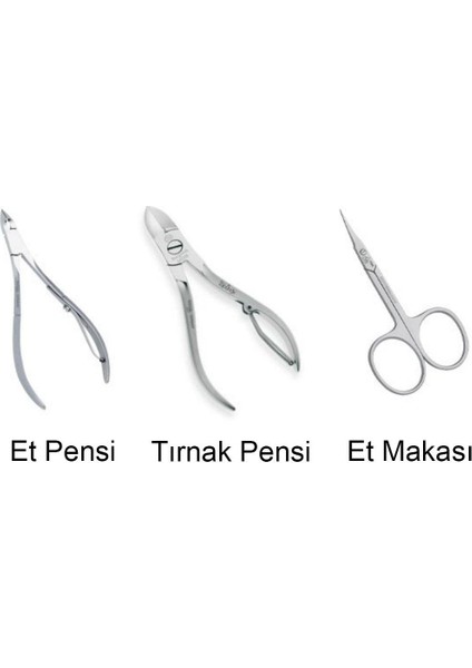 Solingen Protez Tırnak & Manikür 3'lü Metal Set - Tırnak Pensi, Et Pensi, Et Makası