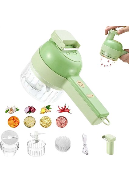 4'ü 1 Arada Elektrikli Gıda Sebze Doğrayıcı - Yeşil (Yurt Dışından) fiyatları