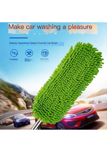 Araba Yıkama Fırçası Araba Paspası Arabaya Zarar Vermez Yumuşak Saç Temizleme Aleti Uzun Saplı Teleskopik Fırça Araba (Yurt Dışından)