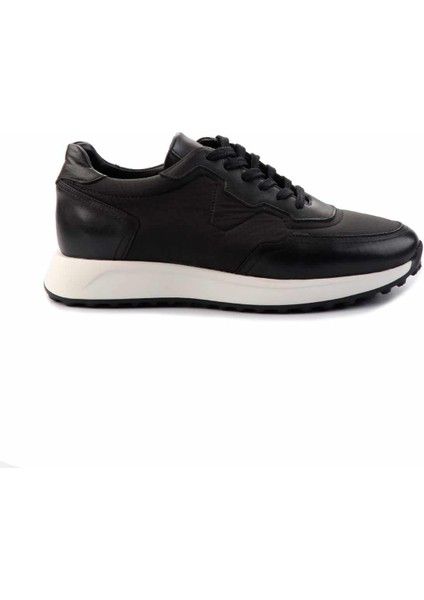 Siyah Siyah Kumaş Hakiki Deri Erkek Sneaker E01310281003