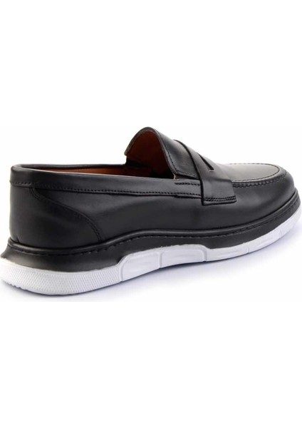 Siyah Hakiki Deri Erkek Loafer Ayakkabı E01439500003 fırsatları