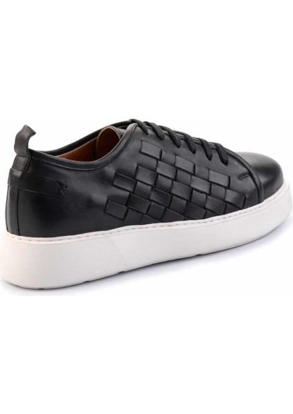 Siyah Örgü Hakiki Deri Erkek Sneaker E01310111741 fırsatları