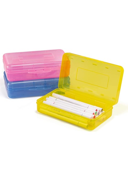 Plastik Kalem Kutusu, Büyük Kapasiteli, Geçmeli Kapaklı (Yurt Dışından)