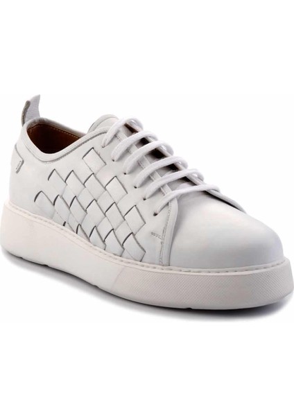 Beyaz Örgü Hakiki Deri Erkek Sneaker E01310111741 modelleri