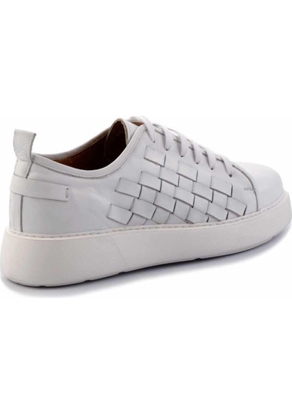 Beyaz Örgü Hakiki Deri Erkek Sneaker E01310111741 fırsatları