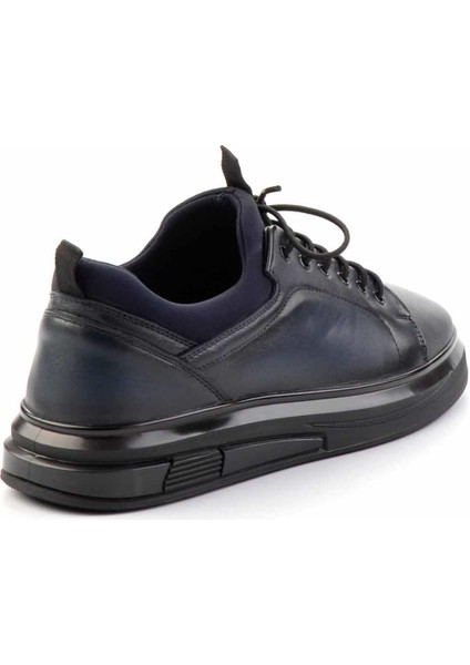 Lacivert Hakiki Deri Erkek Sneaker E01347030003 fırsatları